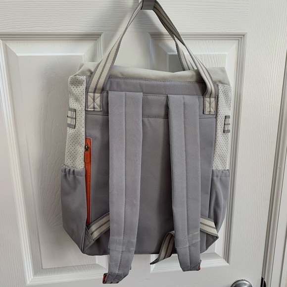 Day Away Backpack - Whisper Grey Colorblock with Boho Rainbow “Positive Vibes” - Picture 3 of 4